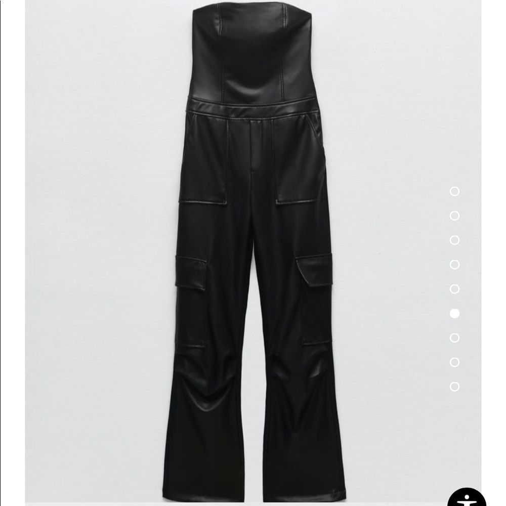 Brand New Zara Faux Leather Long Jumpsuit